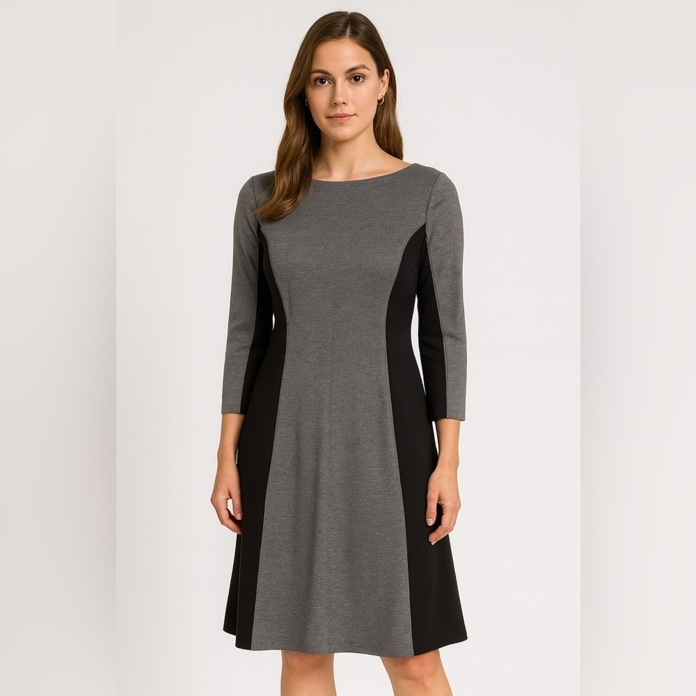 Chaps Grey and Black Classy Dress size Small